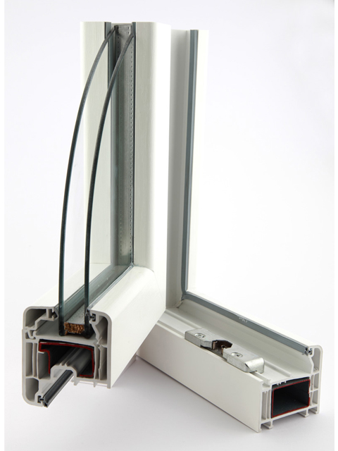 Spaccato di un infisso in PVC.